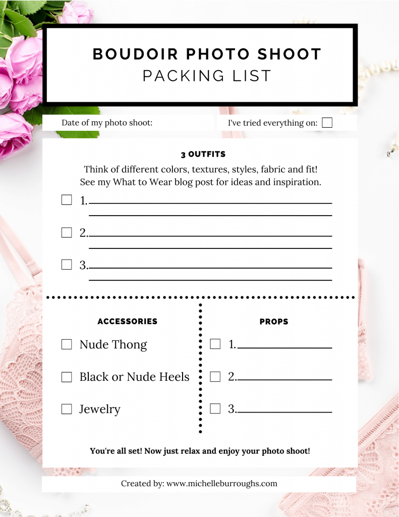 Boudoir Packing List